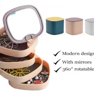 360 rotating jewelry organizer beautify 4 layers earring necklace