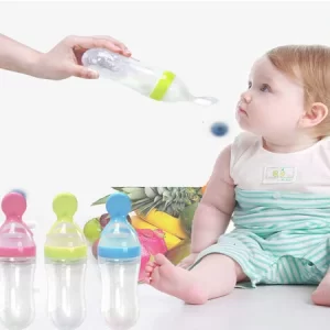 Feeding bottle with spoon for babies silicone Safety Food feeder
