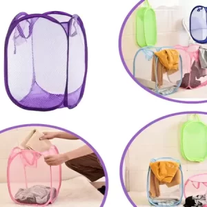 Net folding laundry basket flexible dirty clothes storage 