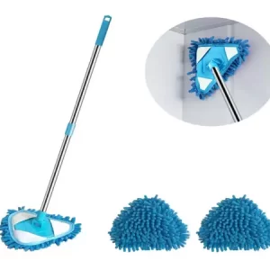 Telescopic triangle mop Microfiber Rotatable Adjustable Extendable Triangle Cleaning Mop Multifunction Duster for Home Bathroom Floor Wall