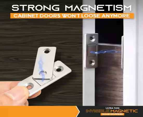 Ultra thin invisible magnetic door stoppers Stainless Steel Adhesive