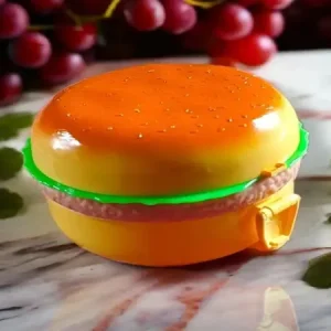 3 Layer Plastic BPA Free Burger Shape Lunch Box with Spoon