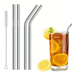 Straws Stainless Steel Reusable with Cleaning Brush