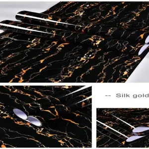 Marble sheet for kitchen Oil Resistant silk gold Stickers removable