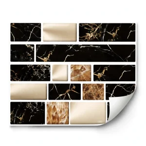 Stickers self-adhesive 24 pcs DIY home decor Easy to clean for Kitchen Bathroom walls waterproof and heatproof.